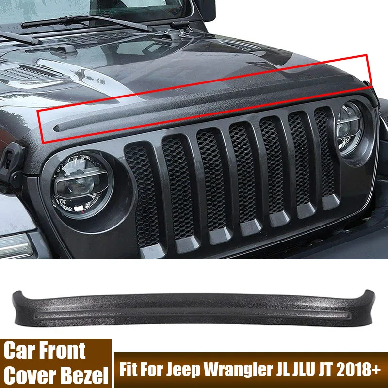 Car Front Cover Bezel Fit For Jeep Wrangler Jl Jlu Jt 2018+ Hood Stone