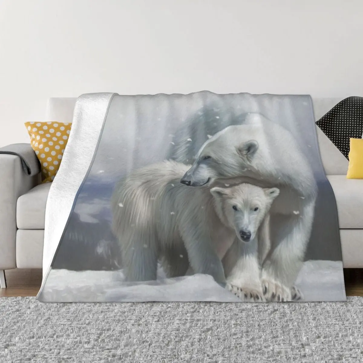 

Polar Bear Family Throw Blanket Thins Camping Blankets