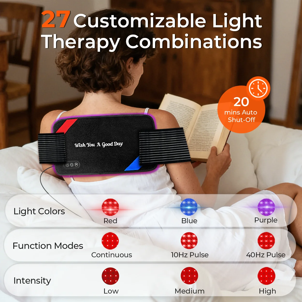 Cintura terapia luce LED 90 LEDs per cura della pelle e sollievo dal dolore muscolare - immagine 3