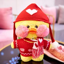  30cm Lalafanfan  Stuffed Duck Flifan Sharpening Soft In Glasses And With Clothes Duck Hug Psyduck Toys And Hobbies Animals Gift 