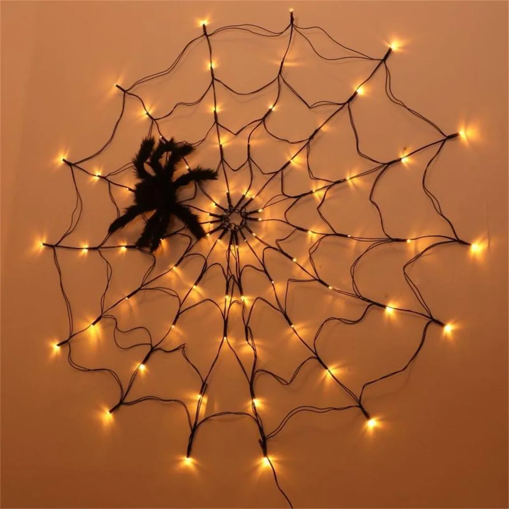 Halloween-Spinnennetz-Licht mit 70 LEDs, wasserdicht, schwarzes Spinnennetz-Licht, Halloween-Party-Dekoration für Haus, Hof, Bar, Spukhaus_voghion.com