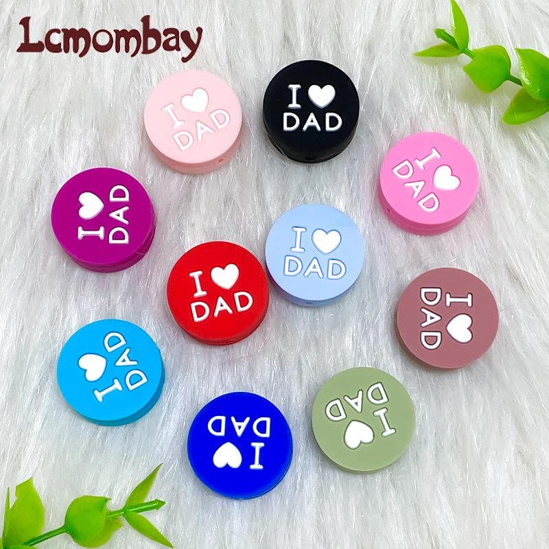 10Pcs New Love DAD Silicone Beads Make Bracelets DIY Pacifier Chain Baby Teething Toy Jewelry Accessories teething toys pacifier chain pacifier accessories teething beads baby silicone accessories