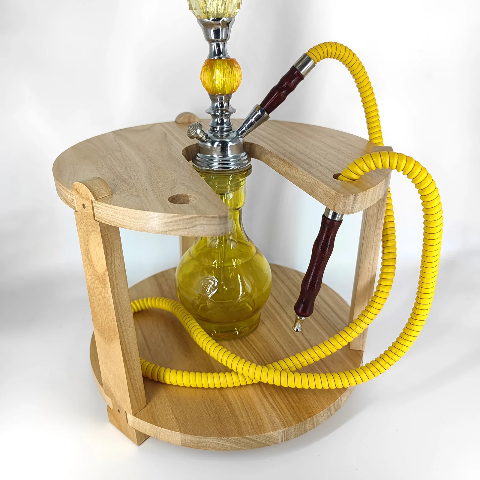 Shisha Stand Portable Wooden Hookah Table Station With Wheels Rolling for Hose Clamp Storage Vase protection Nargile Accessories