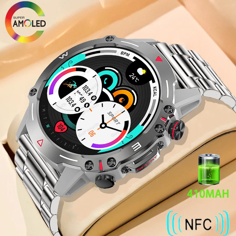 

2023 Men's AMOLED 1.43-Inch HD Screen Bluetooth Call AI Voice Assistant NFC Health Monitoring IP68 Waterproof Sports Smartwatch