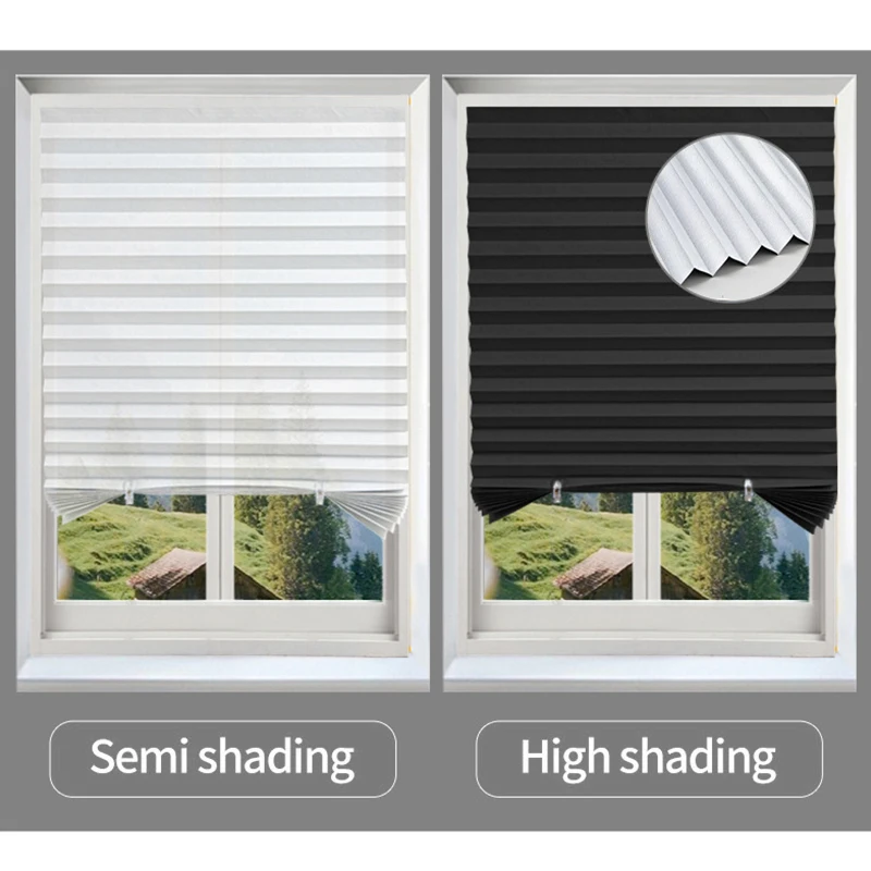 Self-Adhesive Pleated Blind High Shading Non-Woven Window Shade Bathroom Kitchen Balcony Zebra Blackout Curtain 3