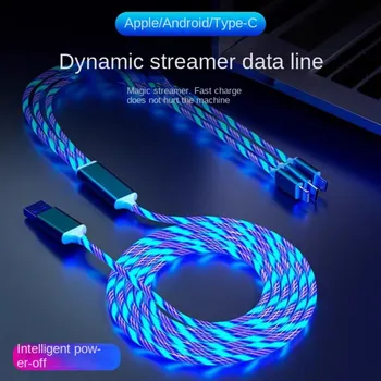 Chargeur de téléphone lumineux LED 3 en 1, câble USB Type C pour Xiaomi, iphone, Samsung, accessoires de téléphone, cordon de Charge