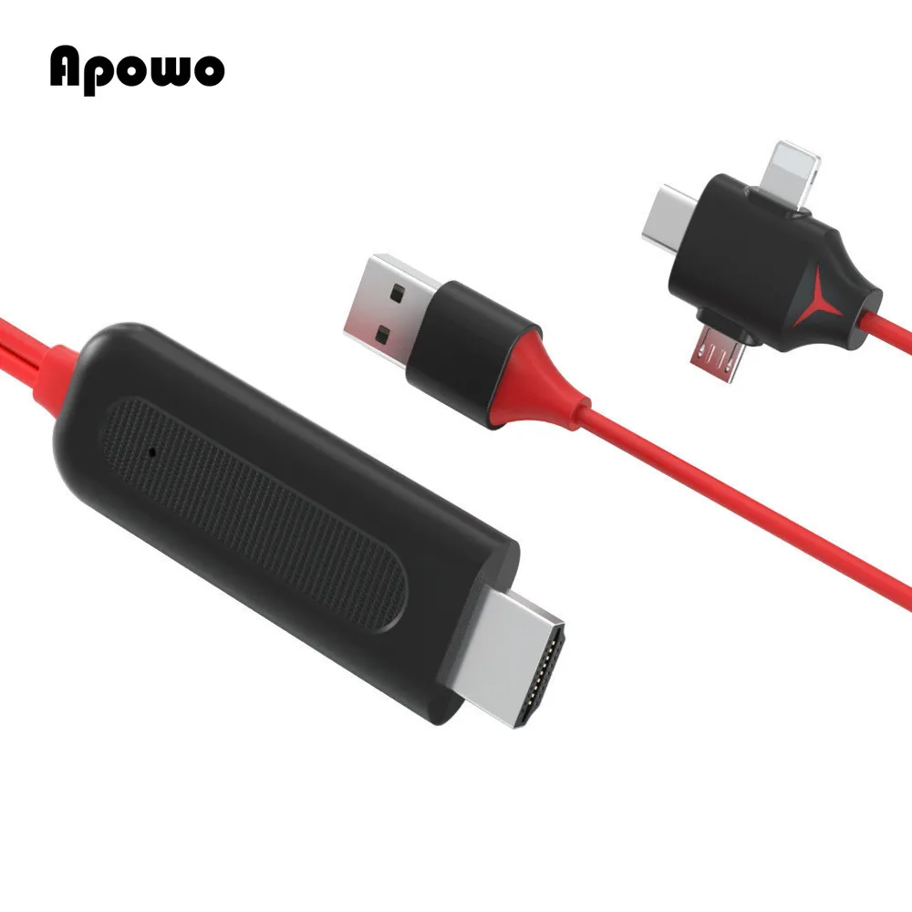 3 IN 1 Converter Adapter Mirror Cast MHL Cable Micro USB Type C To HDMI-for IPhone IPad Android Phone TV Projector hdmi converter adapter