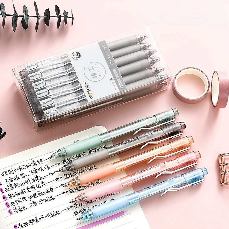 

12pcs/set DM-910 Press 0.5mm Gel Pen , Black Brush for Students Pens for Writing Cute Stationery Supplies