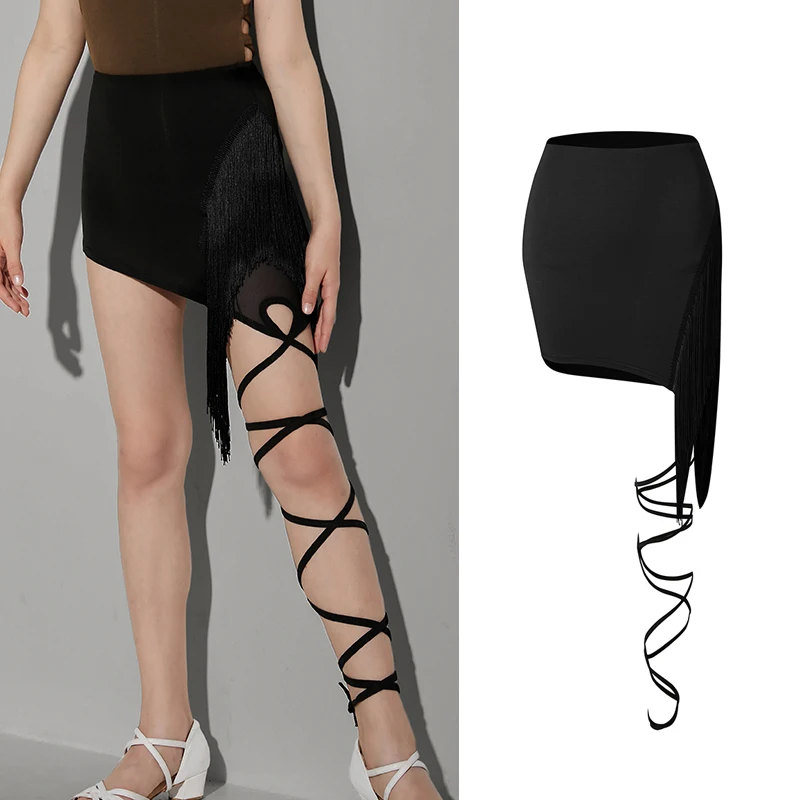 

2023 детские юбки для латиноамериканских танцев для девочек, юбка с бахромой на бретельках, женская одежда для представлений DQS12653