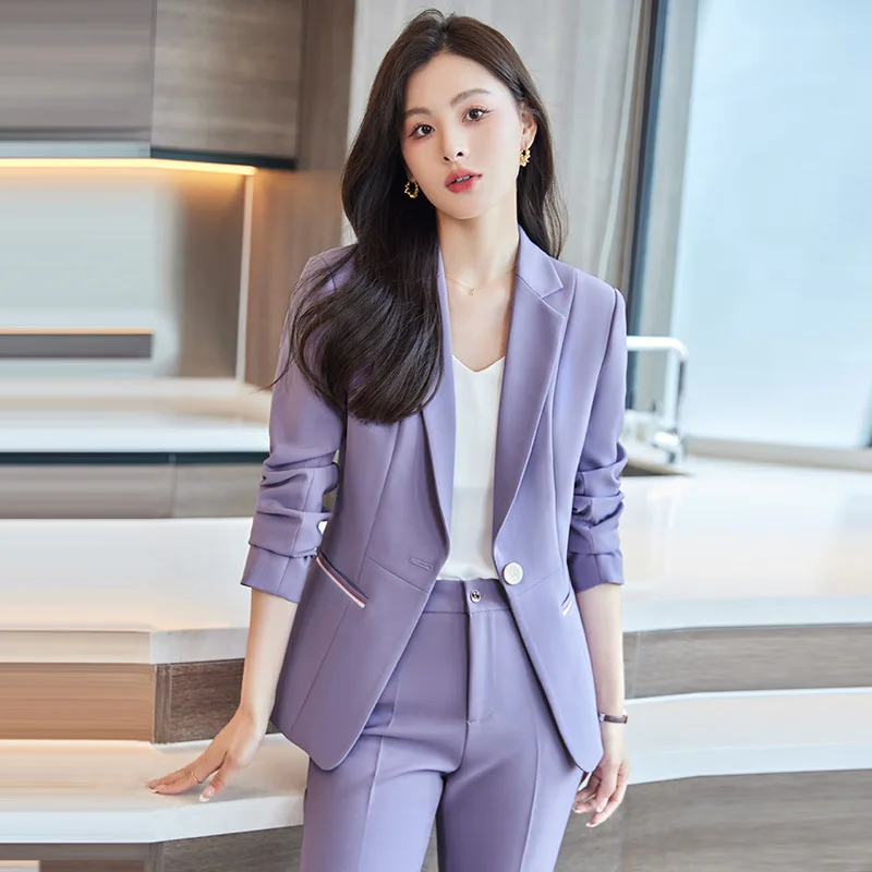 

Purple Suit Jacket for Women Spring and Autumn 2023 New Small High Sense Host Formal Wear Professional Tailored Suit Suit