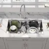 32" Stainless Steel Workstation Single Bowl Undermount Kitchen Sink Kit Cutting Board Colander Drying Rack Grid Drain Assembly 5