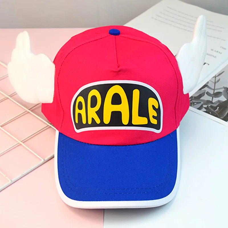 Anime Dr. Slump Hat Cosplay Arale Angel Wings Hats Cotton Baseball Caps Adult Sun Hat Duck Tongue