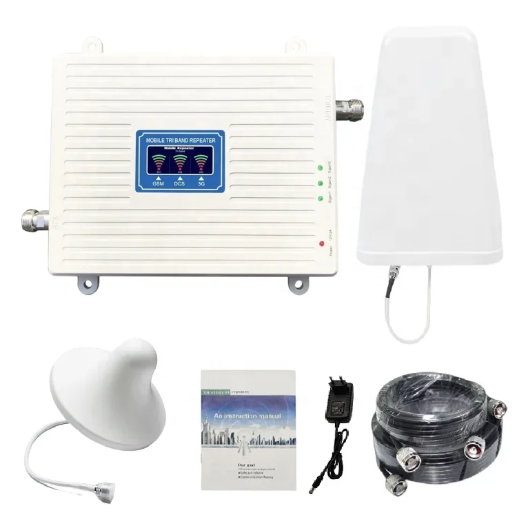 

4g signal booster gsm 900mhz/dcs 1800mhz/wcdma 2100mhz tri band mobile network signal booster with outdoor & indoor antenna