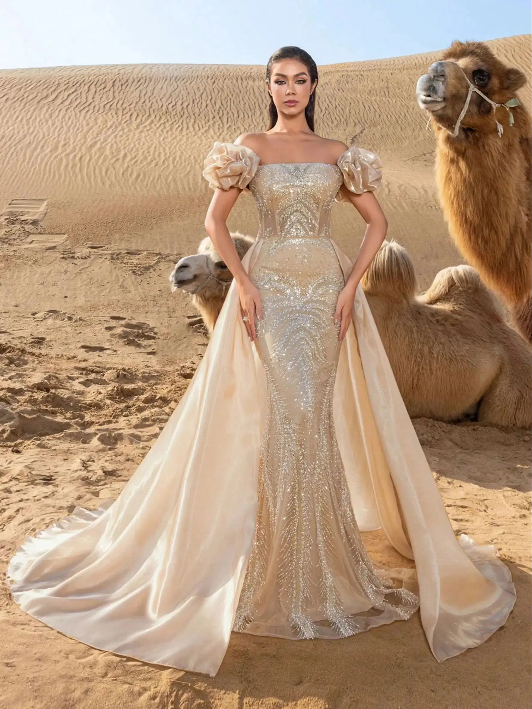 هوت بريق رائع قبالة الكتف الدانتيل متابعة الظهر قط...