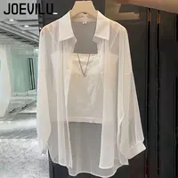 Sheer Chiffon Shirt Women's Casual UV Resistant Cardigan Summer Thin Commuting Coat Japanese Fashion Mesh Sunscreen Clothing Y2k - Image 3