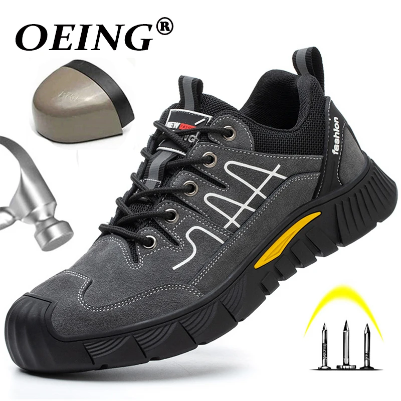 Zapatos De Trabajo Con Puntera De Acero GLANOUDUN - Antiimpacto Y Antipinchazos, Color Marrón, Talla 42 EU