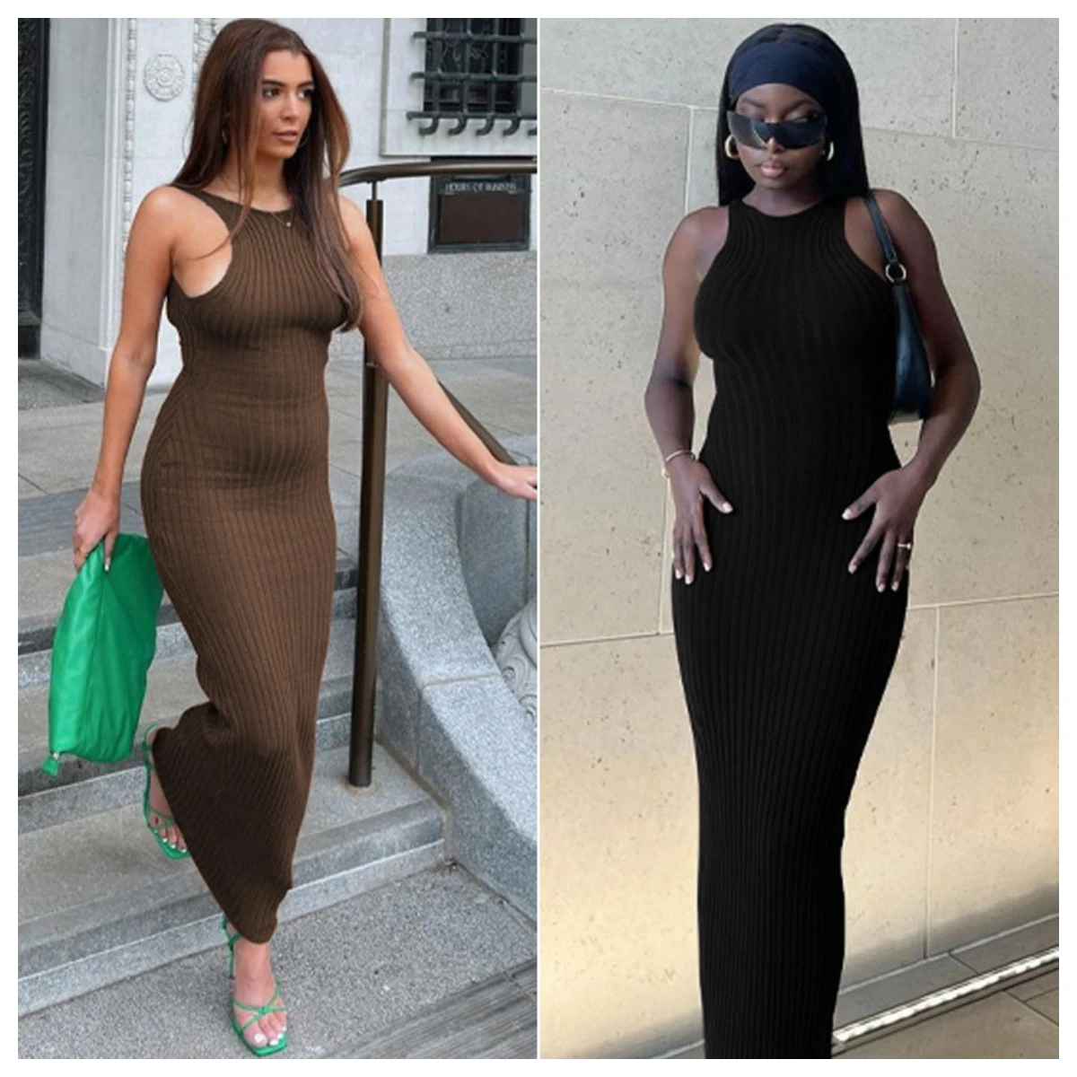 

Ribbed Solid Sleeveless Backless Sexy Slim Bodycon Maxi Prom Dress 2023 Summer Fashion Y2K Outfit Streetwear Party Club Dresses
