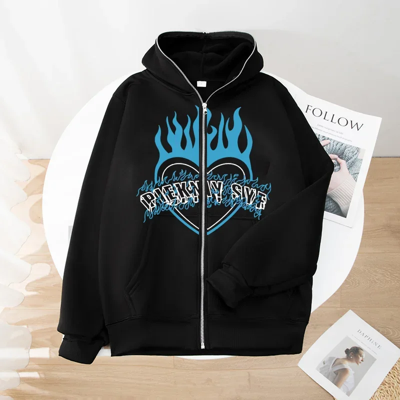 Zipper Hoodie with Design Sense, Small and Popular Spicy Girl Open Coat, Street Trendy Casual Coat, 2024 6