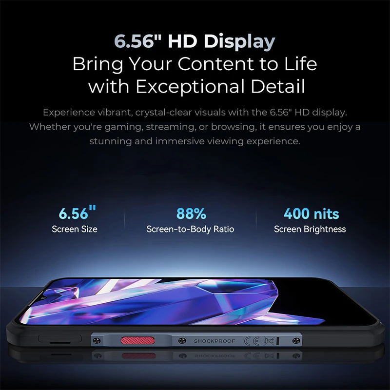 Oukitel WP35 S Rugged phone 6.56" HD+ Display 6GB 256GB 11000mAh Cellphones Android 14 NFC 48MP Rear Camera IP69K Smartphone Bus 4