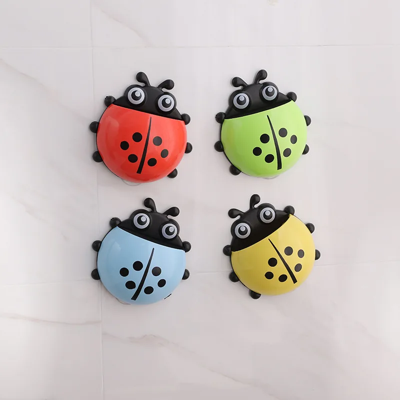 

1pcs Ladybug Animal Insect Toothbrush Holder Bathroom Cartoon Toothbrush Toothpaste Wall Suction Holder Rack Container Organizer