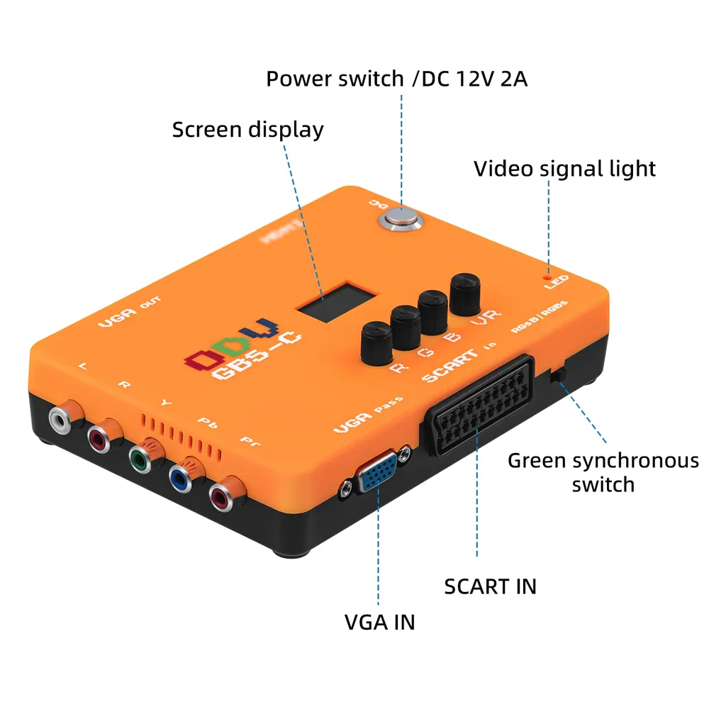 PS1/PS2/PS3/게임 큐브/N64/레트로 게임 콘솔용 Mcbazel ODV-GBS-C 구성 요소 VGA/Scart-VGA/HDMI 스캔 변환기