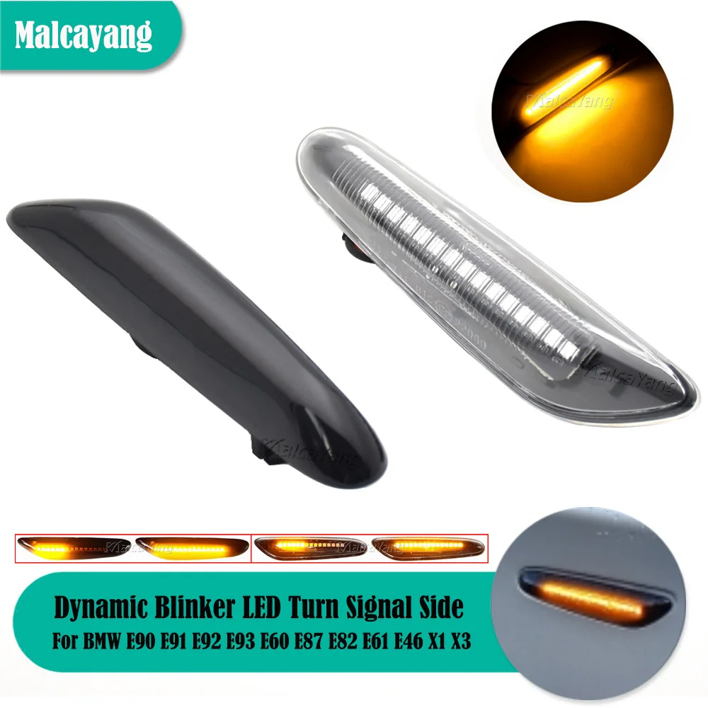 A Pair Dynamic Flowing LED Turn Signal Side Marker Light Blinker For