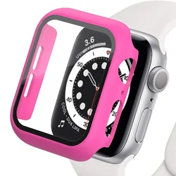 Premium Screen Protector and Case for Apple Watch with Glass Cover (Rose red)