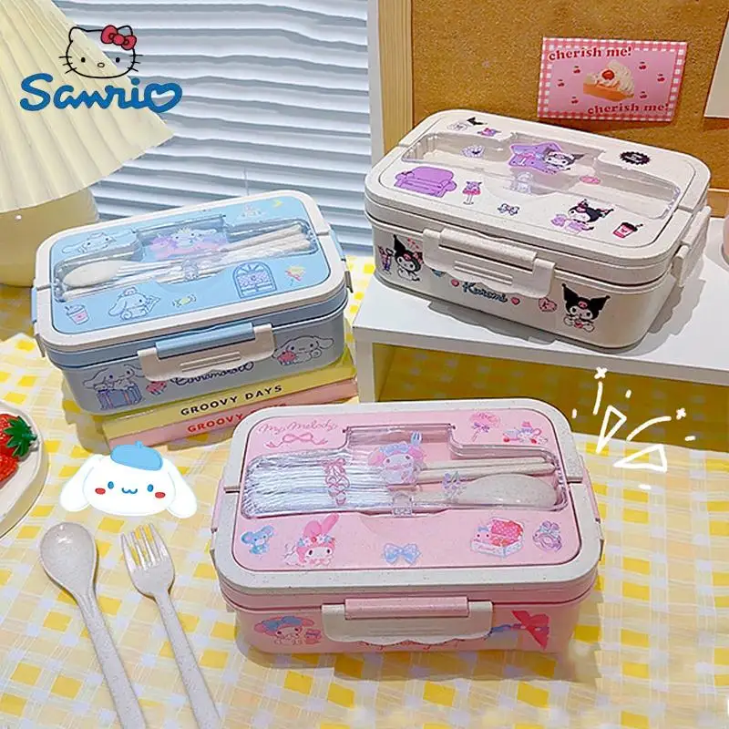 Sanrio 525ml Cute Bento Box My Melody Cartoon Cinnamoroll Reheatable  Microwave Anime Lunch Box