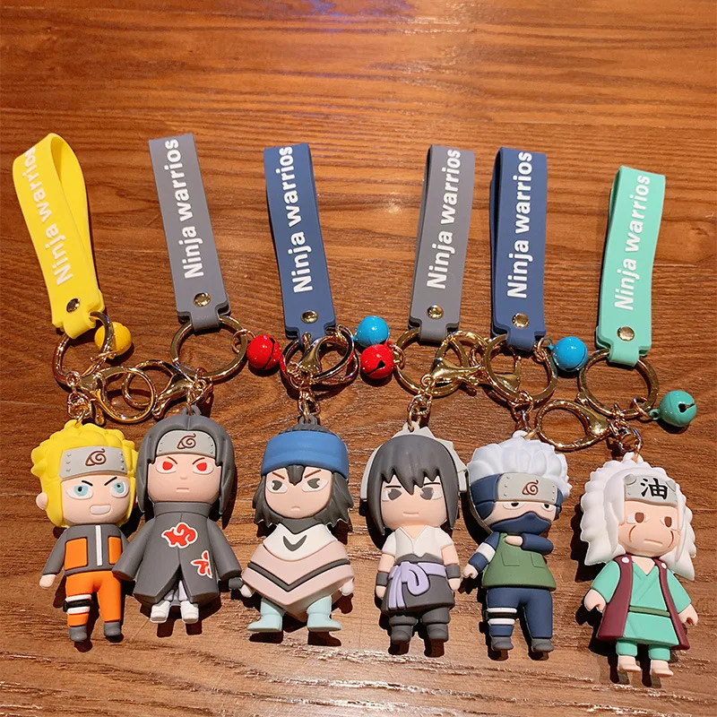 

Naruto Dolls Keychains Cartoon Pendant Uzumaki Uchiha Kakashi Sasuke Anime Action Figures Toys Decoration Bell Children Gifts