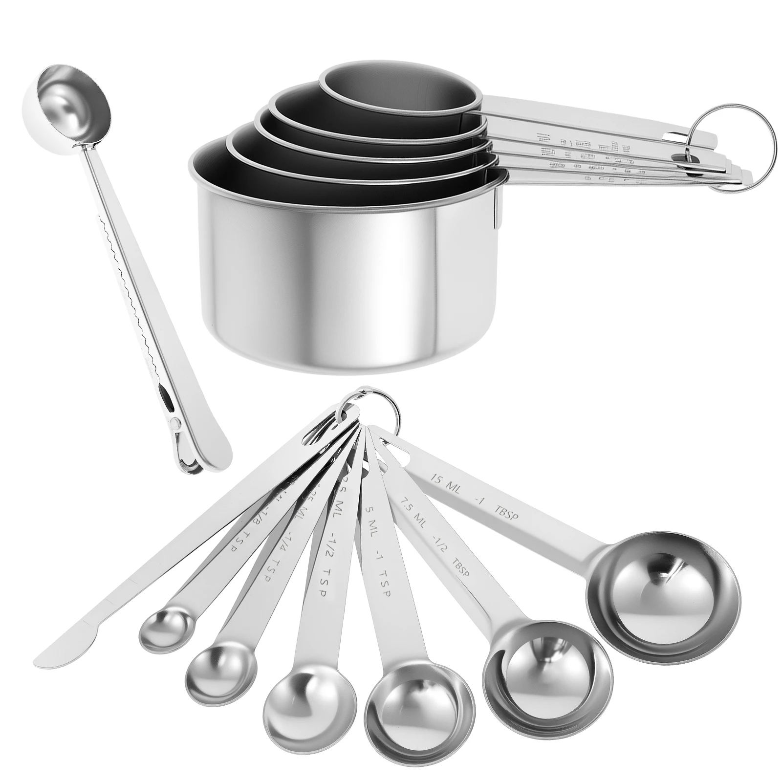 Measuring Cup and Spoon Set 13 Pcs Measuring Cups and Spoons Set Stainless Steel Stackable for Dry or Liquid