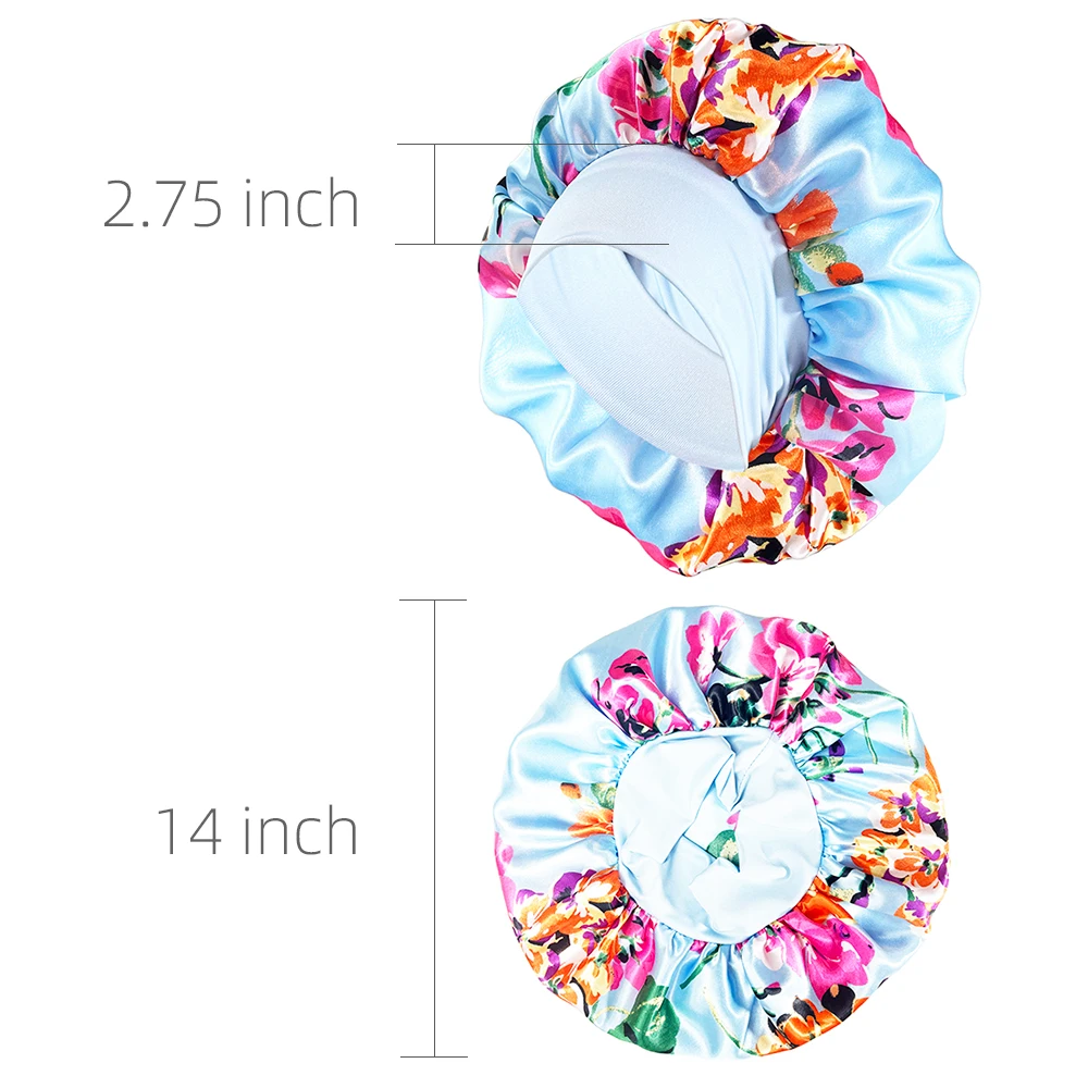 Women Satin Bonnet Cap Silky Big Bonnet for Women Floral Printing Sleep Cap Design Boneet's 3
