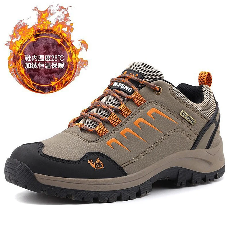 Waterproof Mens Ankle Boots - Casual Fur Hiking Sneakers for Winter
