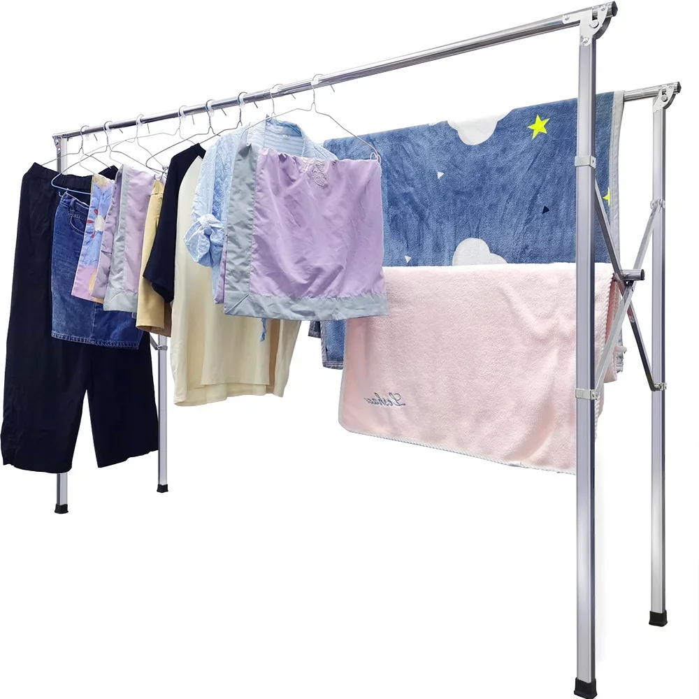 

H-Type Metal Clothes Drying Rack, 79 in Extended Length, Foldable Design - Sturdy & Space-Saving