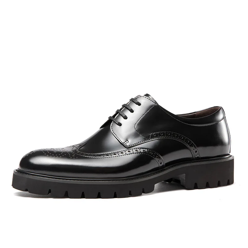 New Bullock men's shoes, business dress, leather shoes, leather, hand-carved flowers, thick-soled men's shoes fashion