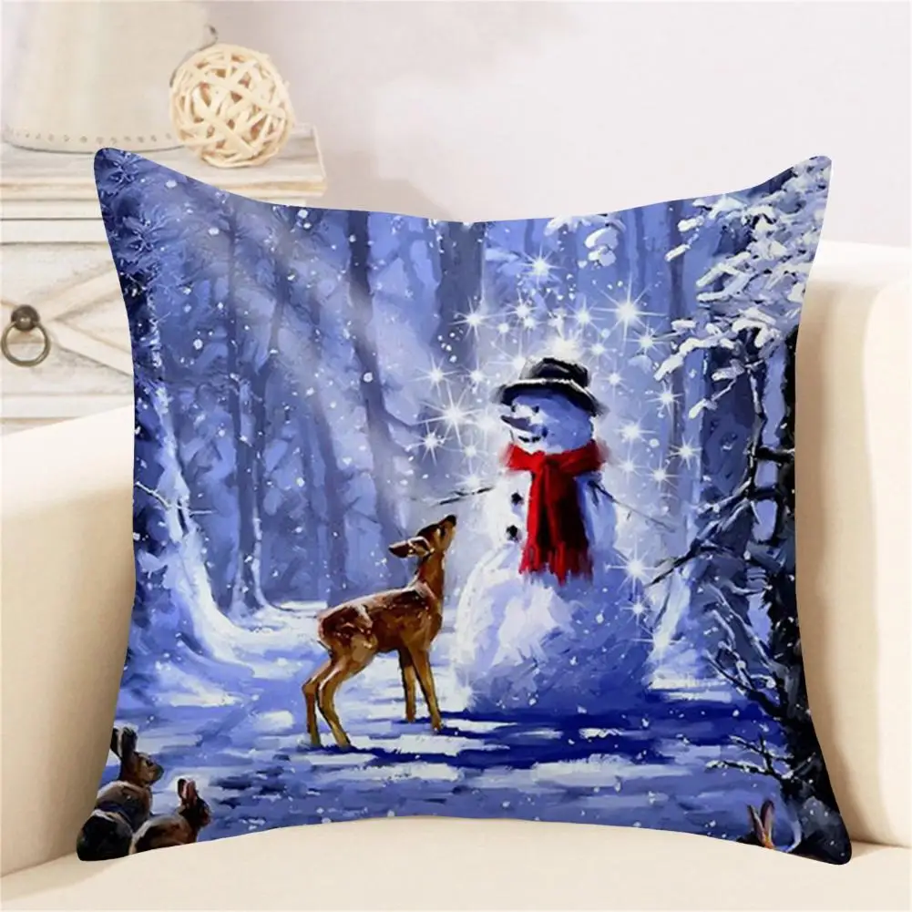 Useful Pillow Cover  Breathable Peach Skin Square Pillow Case  Xmas Home Hotel Dorm Office Throw Pillow Cover Decor 4