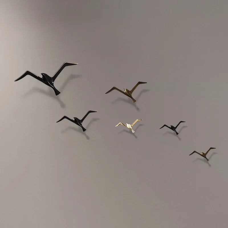 럭셔리 순수 구리 갈매기 조각상 벽걸이 금속 새 조각 장식, 레트로 사무실 카페 벽 장식, 홈 데코 선물
