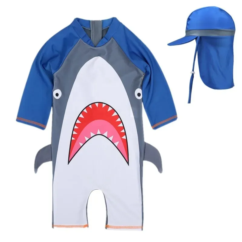 Baby Boys Swimwears Kids 1-7y Long Sleeve Sunscreen Cartoon Toddler One Piece Bathing Suit
