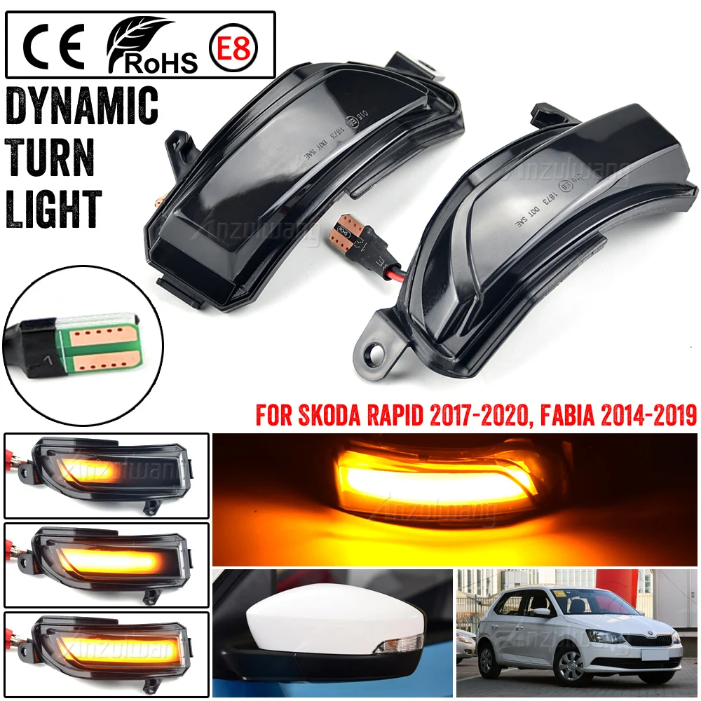 

LED Dynamic Turn Signal Flashing Light For Skoda Fabia 2014-2019 Rapid 2017-2020 Side Rear-View Mirror Indicator Blinker