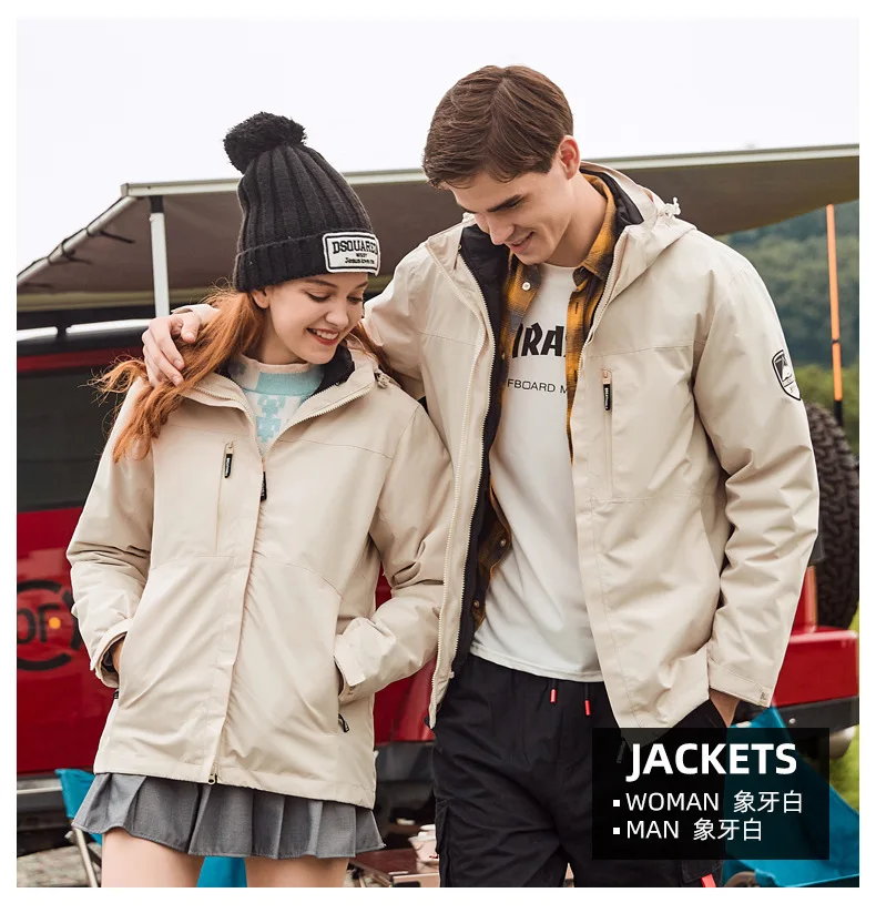 2022 Three-in-one Plus Fleece Two-piece Windproof Waterproof Warm Autumn Winter Outdoor Tide Brand Jackets for Men Women Jackets