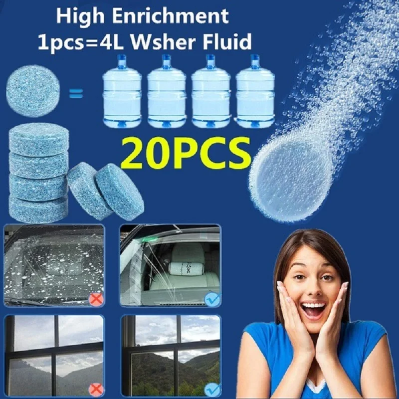 

20pcs/set Car Vehicles Windshield Solid Soap Piece Window Glass Washing Cleaning Paint Protective Foil Effervescent Tablets