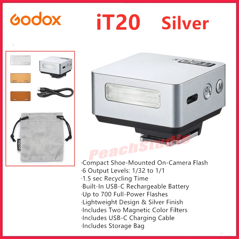 GODOX IT20 Mini TTL Flash For Fuji Cameras - 700+ Flashes, 1.5s Recycle, Magnetic Accessories, Ultra Compact
