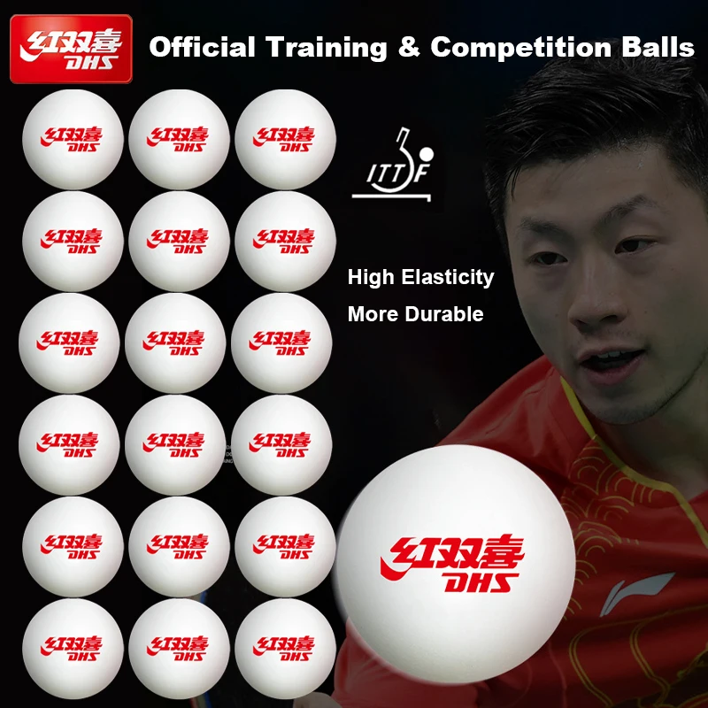 DHS D40+ Table Tennis Balls ABS New Material Seamed Professional 100pcs ITTF Approved for Training Competition