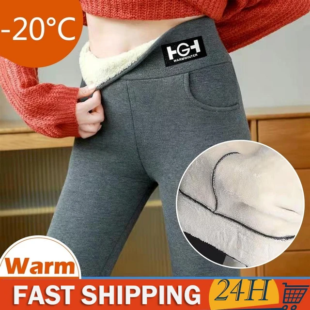 Winter Fleece Lined Leggings Women High Waist Velvet Keep Warm Pants Solid  Comfortable Stretchy Thermal Tights