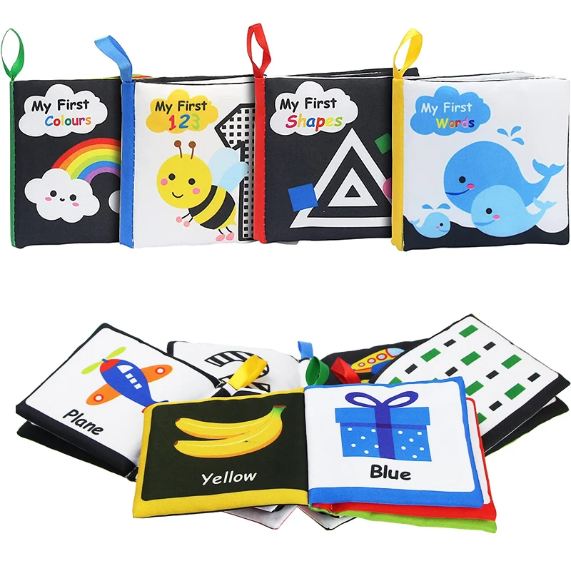 Baby Soft Cloth Books High Contrast Black and White Touch and Feel Crinkle Cloth Books