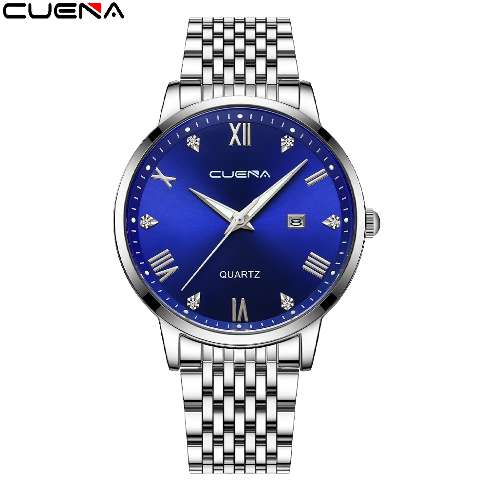 

CUENA brand 2022 new men's watch top luxury stainless steel waterproof sports luminous calendar quartz watch men's reloj hombre