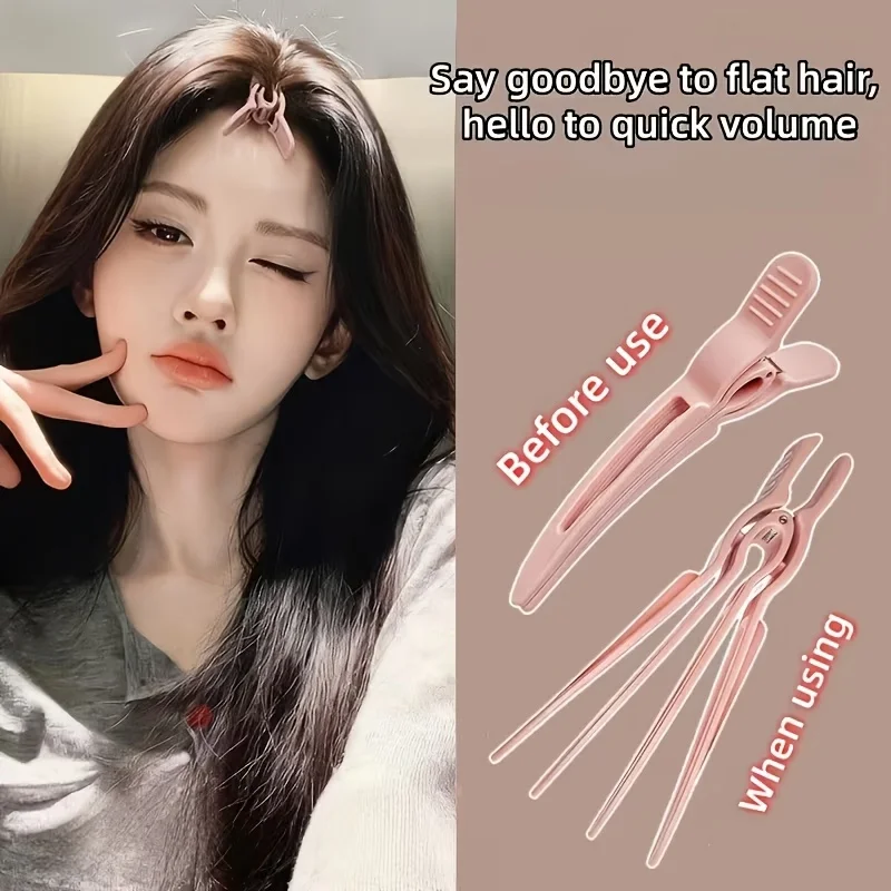 2개입 하이 크라니얼 탑 플러피 클립, 헤어 루트 고정 및 앞머리 스타일링을 위..