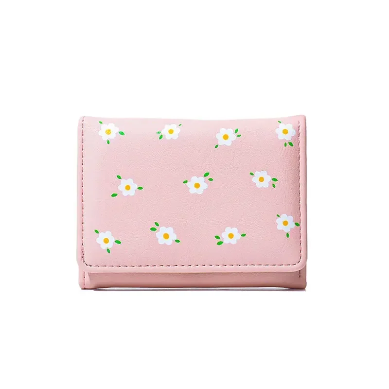 

Korean Version of Cross-border Fashion Short Women's Purse Wholesale PU Simple Lovely Floral Student Change Card Bag