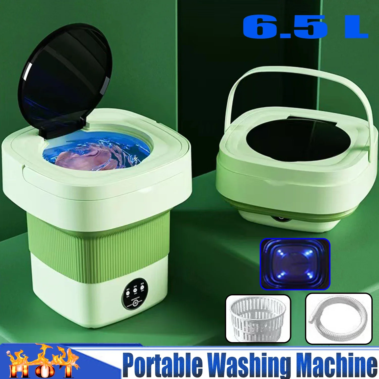 

Portable Washing Machine,Mini Washer 6.5L Capacity,Deep Cleaning Foldable Wash Machine for Underwear,Baby Clothes,Socks,Travel