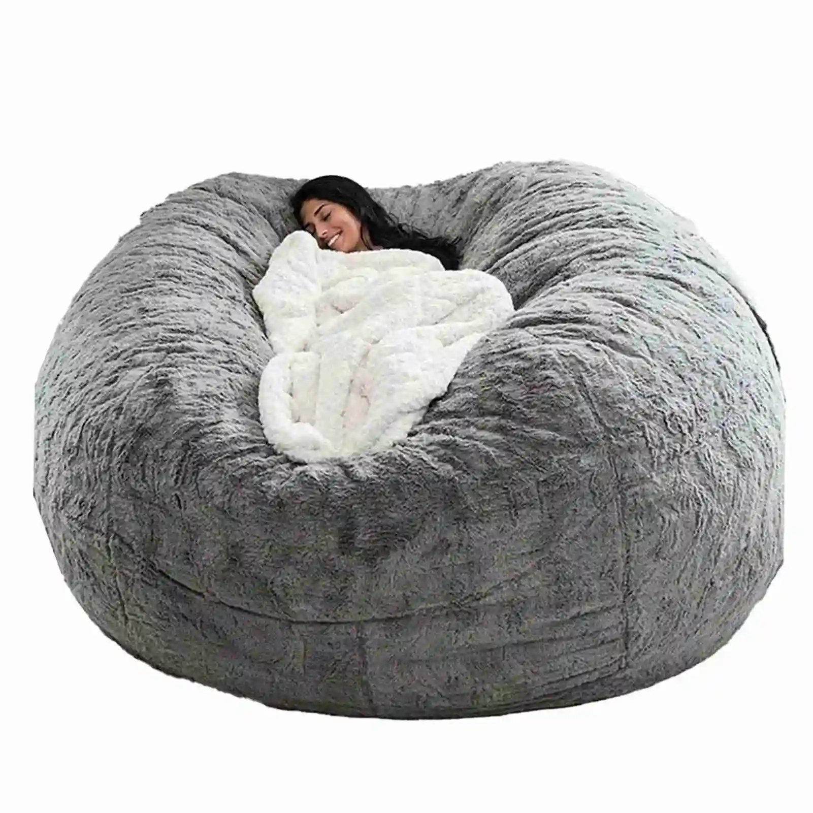 No Stuffed Gray Bean Bags Chair Giant Bean Bags Pouf Sofa Bed Puff Futon Room Seat Tatami Relax Lounge Furniture Only Bags Case