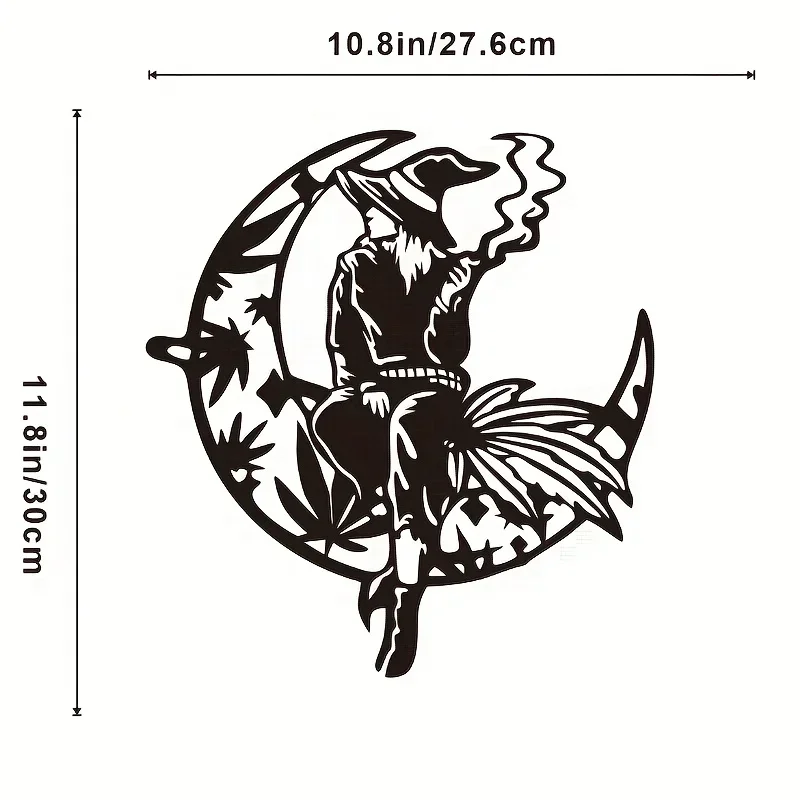 

CIFBUY Deco Halloween Moon Metal Wall Hanging decor Art Witch Weeds Metal Wall Decoration Indoor Living Room Kitchen Home Decora